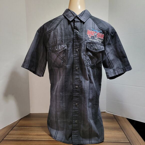 Burnside Pearl Snap SS Shirt Lone Star Rally Galveston Tx - Size Large - Picture 1 of 8